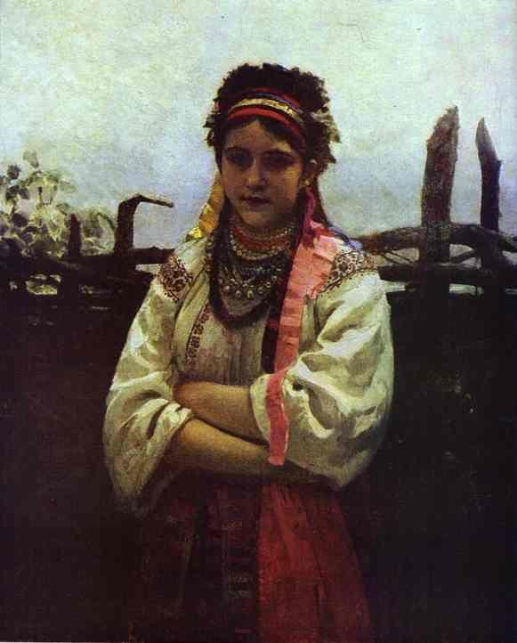 Ilya Repin. Ukranian Girl by a Fence.