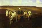 Portrait of Leo Tolstoy  as a Ploughman on a Field.