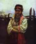 Ukranian Girl by a Fence.