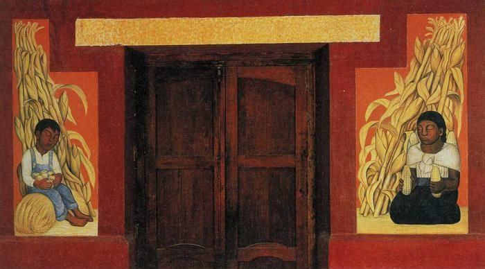 Diego Rivera. Indian Boy and Indian Woman
 with Corn Stalks.