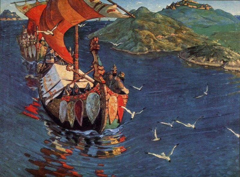 Nicholas Roerich. Foreign Guests. Series 'The Beginning of Russia. Slavs.".