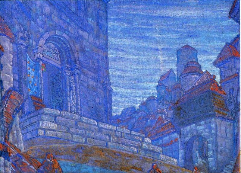 Nicholas Roerich. Town. Set Design for N.Yevreinov's Mysteria "Three Magi" for St. Peterburg Old Theater.