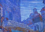 Town. Set Design for N.Yevreinov's Mysteria "Three Magi" for St. Peterburg...