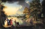 George Romney. A Boating Party on Lake Windermere.
