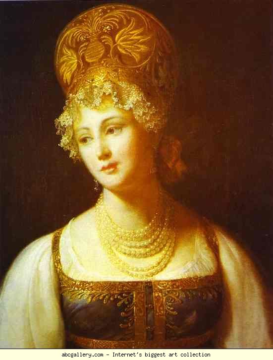 Paul Barbier. Portrait of a Young Woman in a Sarafan.