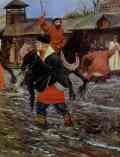 Andrey Ryabushkin. A XVII-century Moscow  Street on a Holiday. Detail.