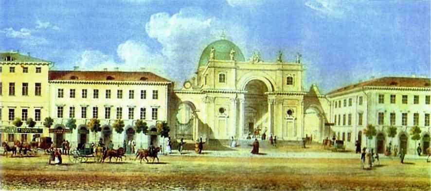 Vasily Sadovnikov. Panorama of the Nevsky Prospect. Detail.