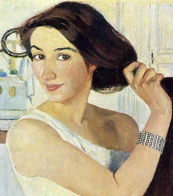 Woman at the Mirror. Self-Portrait. Detail.