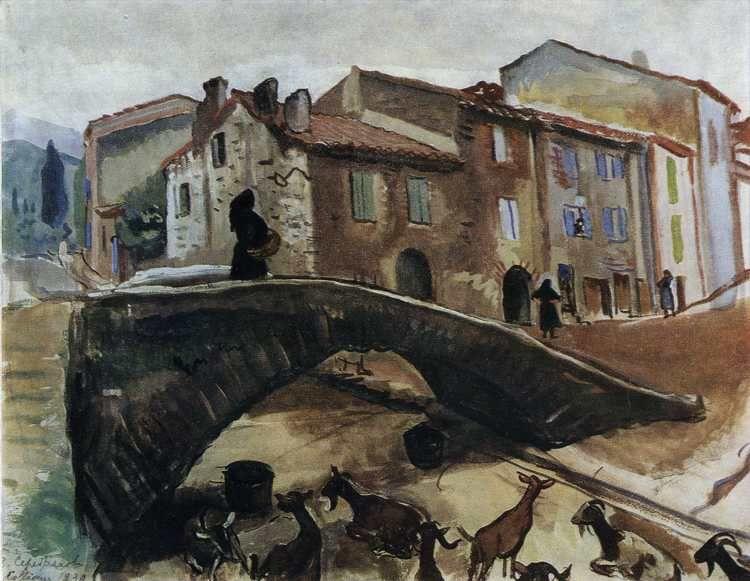 Collioure. A Bridge with Goats.
