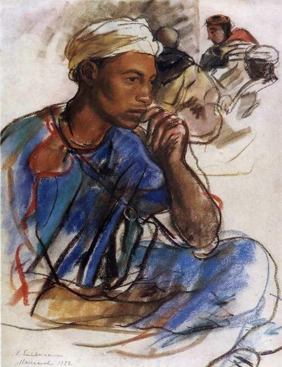 A Pensive Man in Blue.