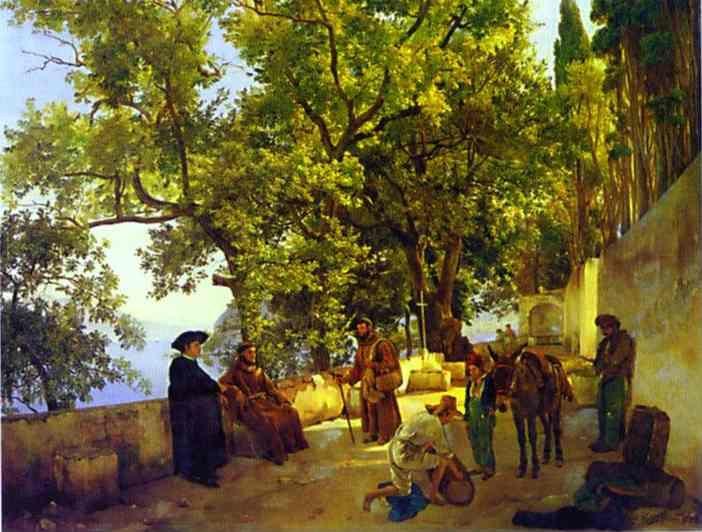 Sylvester Shchedrin. A Terrace on a Seashore. A Small Town Capuccini near Sorrento.
