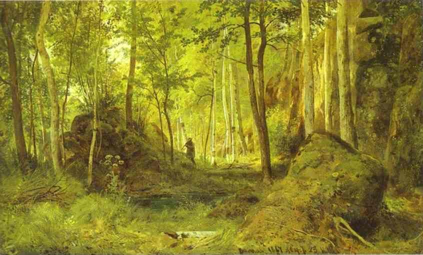 Ivan Shishkin. Landscape with a Hunter. Valaam Island.
