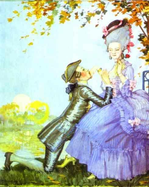 A Youth on His Knees in Front of a Lady.