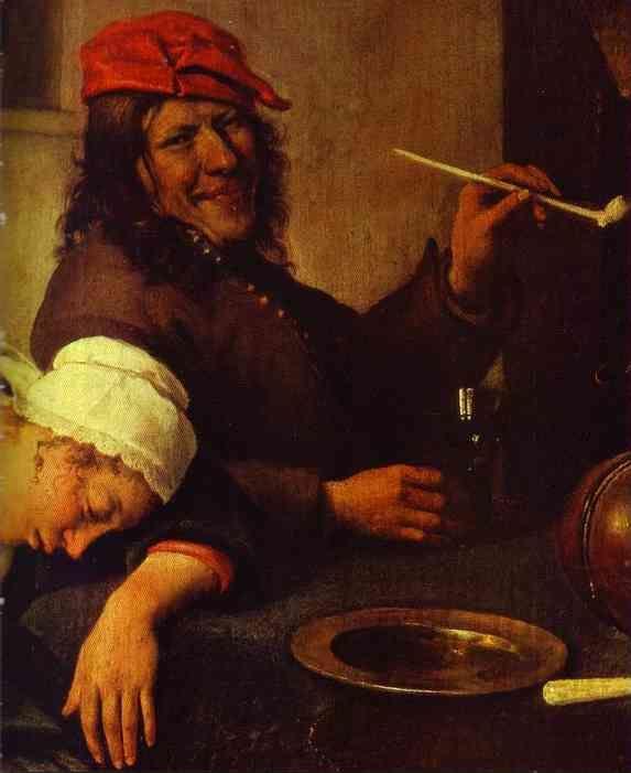 Jan Steen. Idlers. Detail.