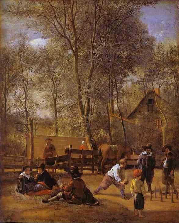 Jan Steen. Skittle Players Outside an Inn.