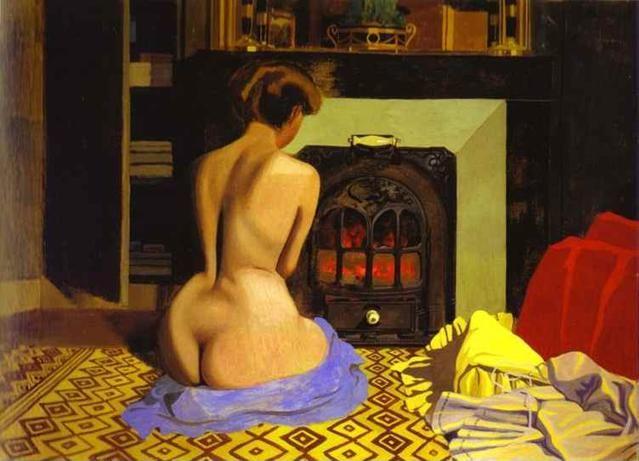 Félix Vallotton. Naked Woman Before Stove/Femme nue devant une salamandre.