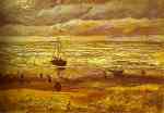 Vincent van Gogh. Beach with Figures and Sea with a Ship.