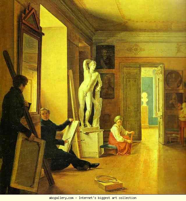 Alexander Alexeyev. The Workshop of A. Venetsianov in St. Petersburg. Detail.