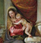 Paolo Veronese. Holy Family with Saint John the Baptist, Saint Abthony Abbot, and Saint Catherine. Detail.
